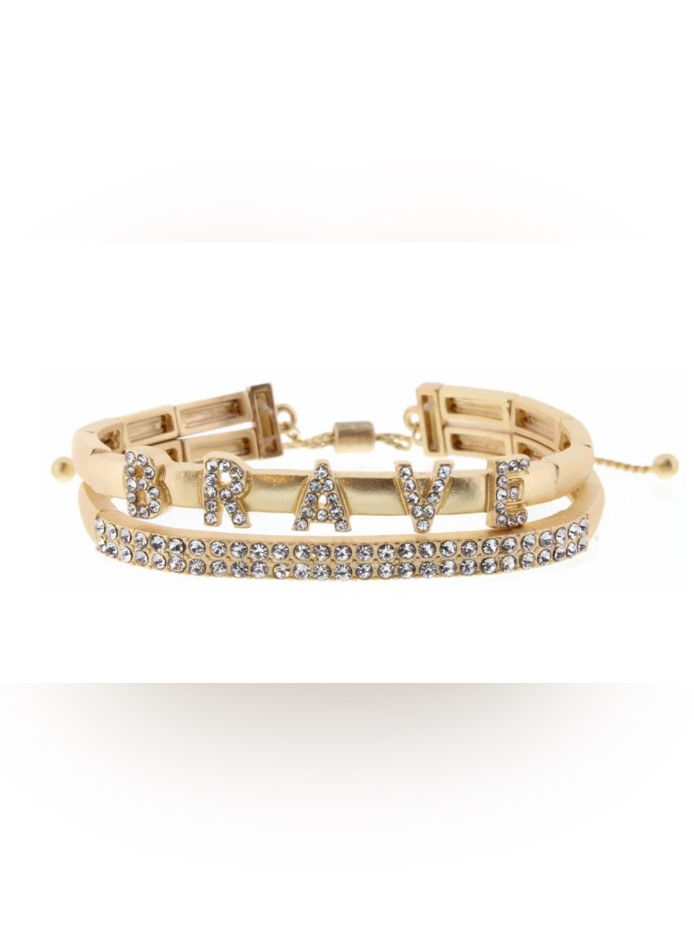 Jane Marie Gold-Tone Crystal Letter & Pavé Bracelet - 'BRAVE' Charm
